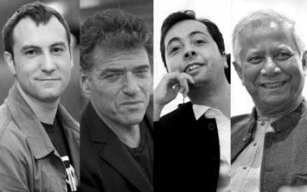 Rufus Pollock, Andrew Keen, Victor Pineda und Muhammad Yunus, Hauptreferenten auf der Smart City Expo