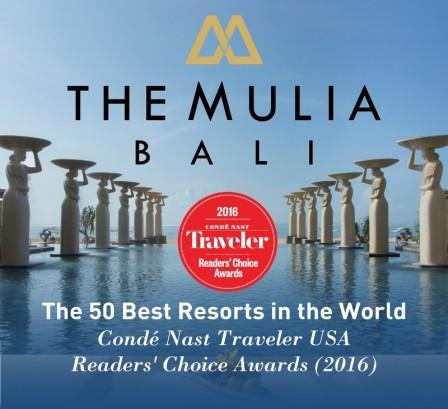 Das Mulia, Mulia Resort & Villas - Nusa Dua, Bali, wird in Readers' Choice Award 2016 von Conde Nast Travelers als eines 50 besten Hotels weltweit gewertet