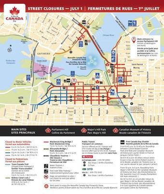 Avis aux médias - Fermetures de rues à Ottawa et Gatineau à l'occasion des célébrations de la fête du Canada